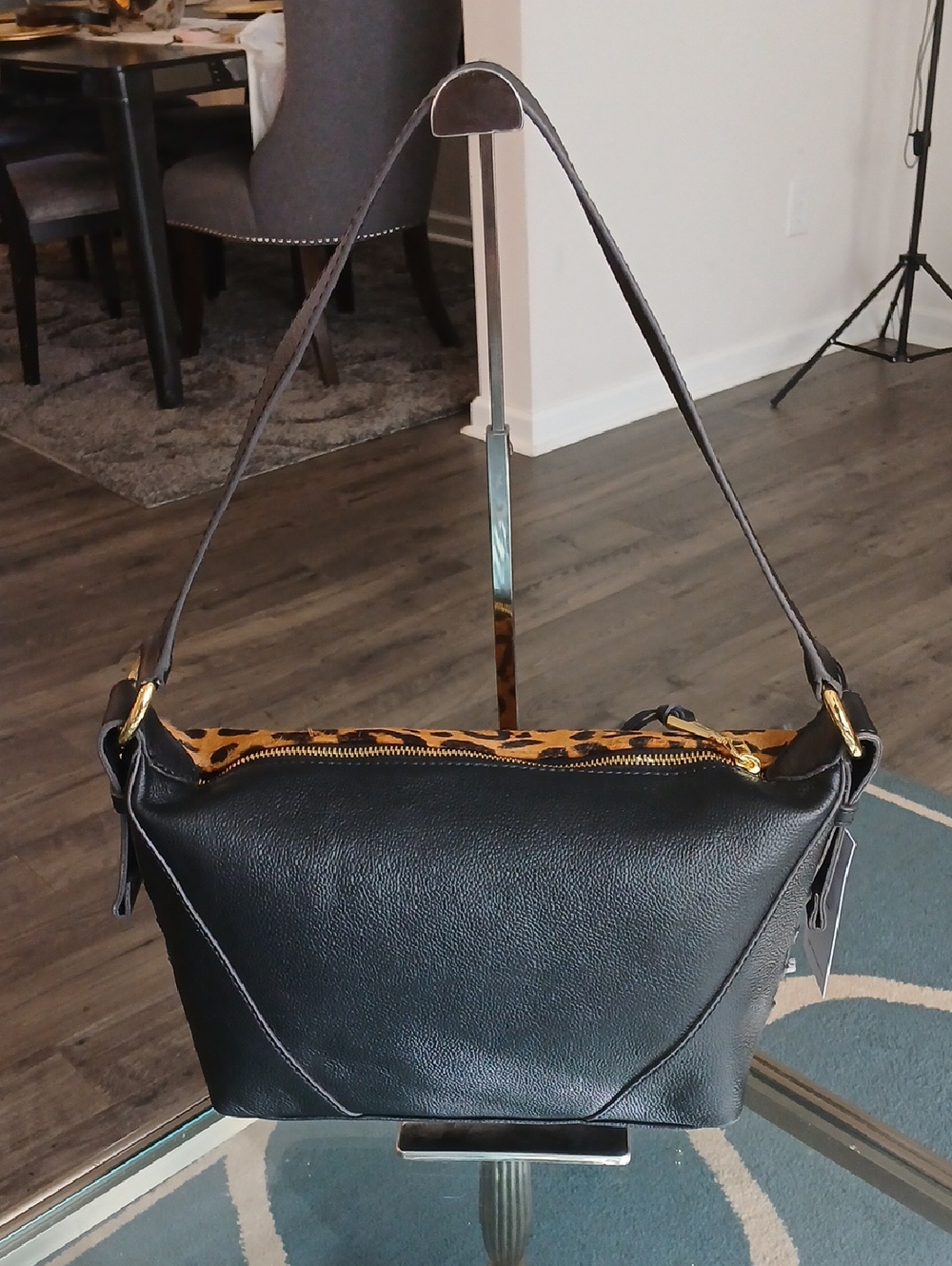 Aimee Kestenberg Leopard-Print Shoulder Bag With Calf Hair On Front - Picture 5 of 9
